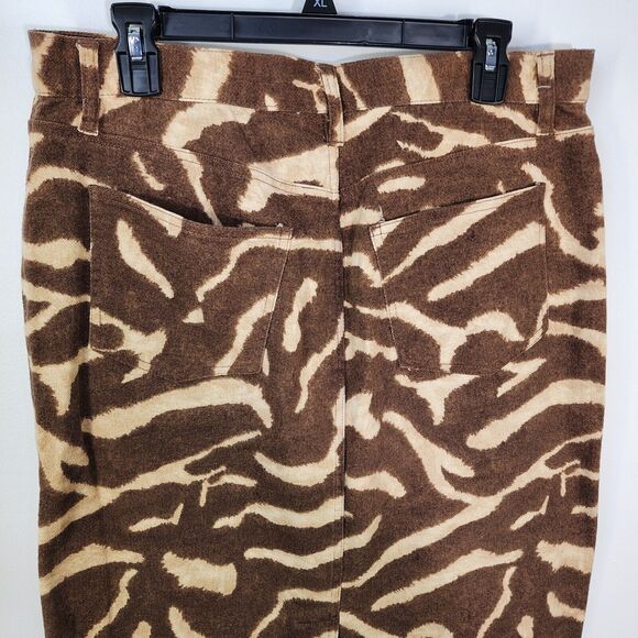 Ralph Lauren Jean Pencil Skirt Size 10 Animal Print Brown Cream Denim Pockets - Picture 4 of 8